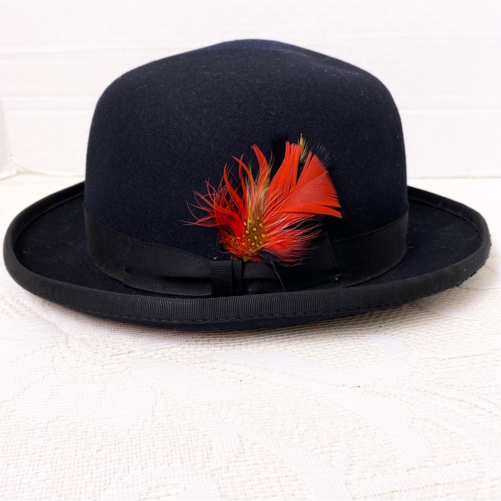 Vintage Kenwood Mens 100% Virgin Wool Bowler Hat With Feather Men’s Size 7